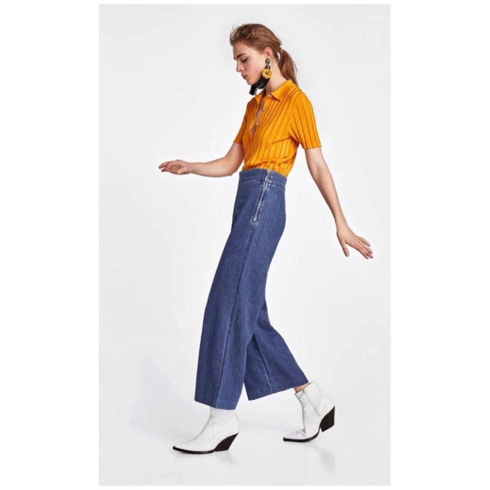 Zara Wide Leg High Waist Culottes Jeans